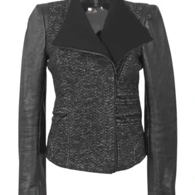 Veste Femme Cuir et laine Maje taille 40